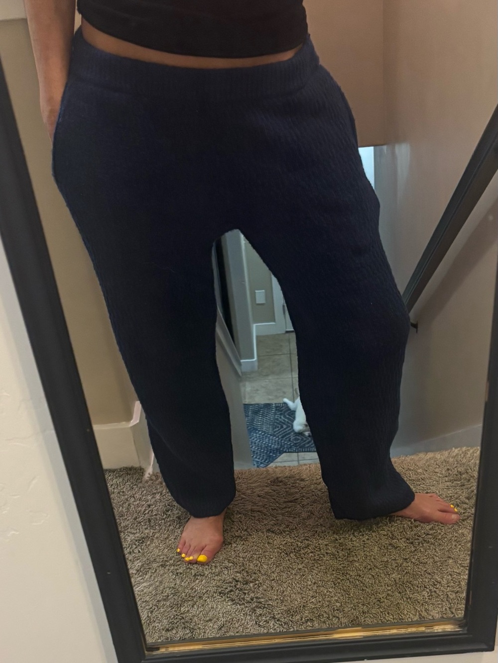 Women’s Navy Straight-Leg Pants - Casual Pull-On